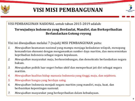 Baik visi dan misi merupakan satu kesatuan yang harus diwujudkan. Jelaskan Visi dan Misi Pembangunan Nasional Indonesia ...