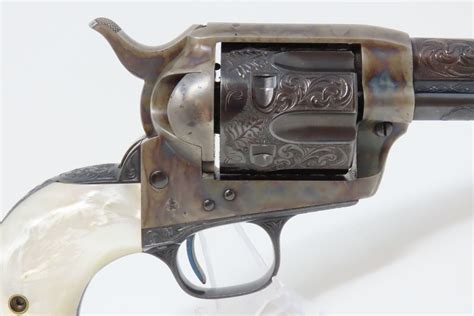 Engraved First Generation Colt Single Action Army Revolver With Pearl
