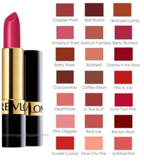 Revlon Lipstick Chart Revlon Lipstick Revlon Lipstick Colors