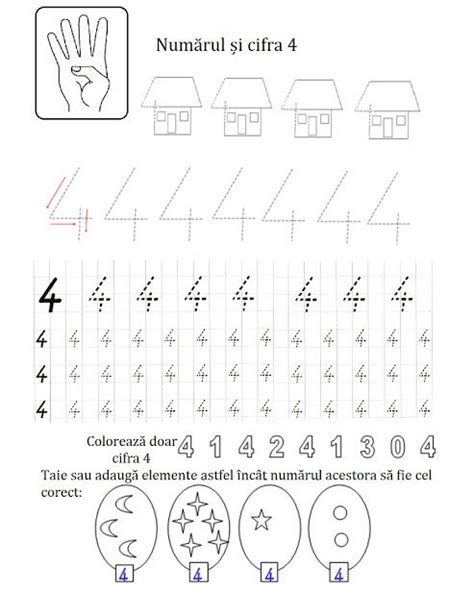 Numărul și Cifra 4 Preschool Writing Alphabet Preschool Math For Kids