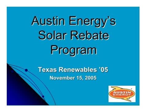 City Of Austin Energy Rebate Program