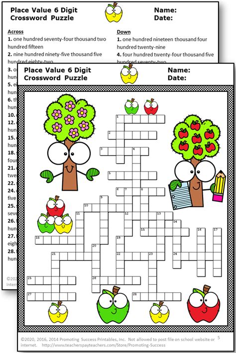 Place Value Worksheets Bundle Special Education Math Crossword Puzzles