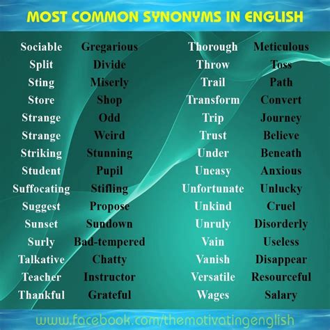 Most Common Synonyms
