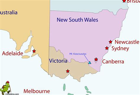 Mt Kosciuszko Australia Map Mount Kosciuszko On A Map Of Australia