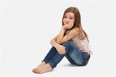 Pretty Little Girl Sitting On The Floor Premium Photo Freepik