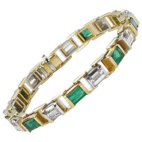 These delicate cluster earrings, rings, bracelets and necklaces in platinum, 18k white gold and rose gold are intricately set with pear, round and marquise diamonds that shine with. Tiffany and Co. emerald diamond gold line bracelet at 1stdibs