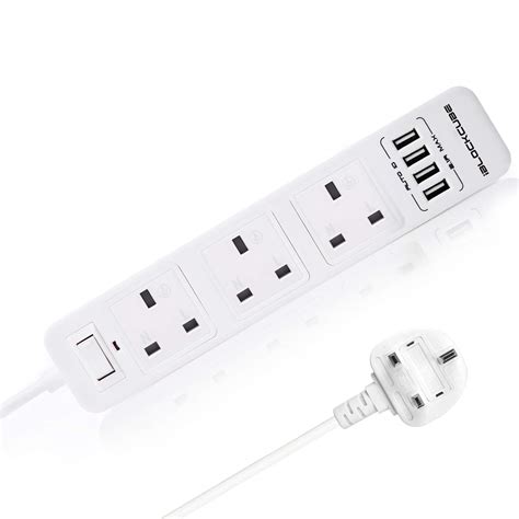 Buy Iblockcube 2m65ft Extension Lead With 4 Usb Ports 3 Way Socket