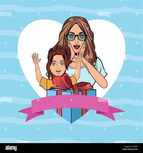 Pop Art Y Tarjeta Madre Hija Cartoon Imagen Vector De Stock Alamy