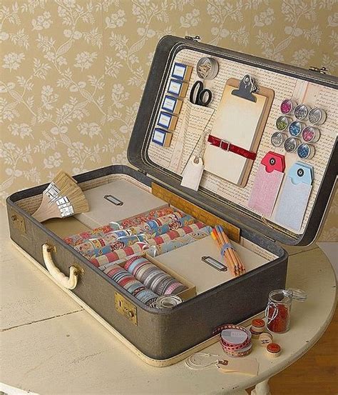 Vintage Suitcase Storage Craft Organization Suitcase Storage Craft