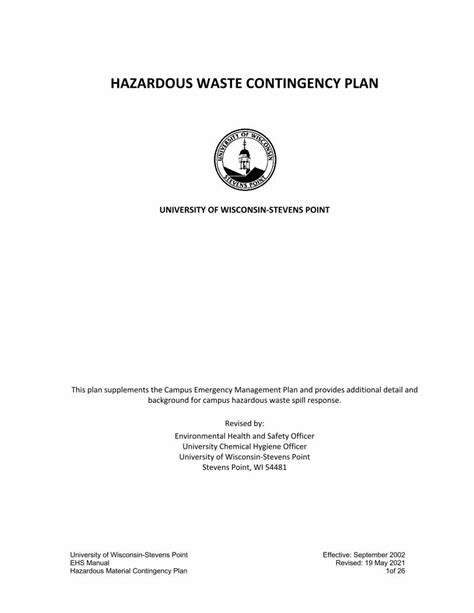 Pdf Hazardous Waste Contingency Plan Dokumen Tips