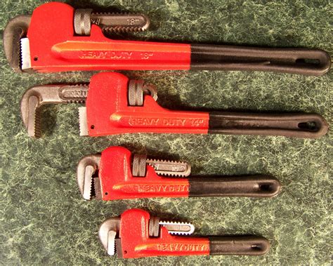 4pc Heavy Duty Pipe Wrench Set With Rubber Grips 4 Sizes Big