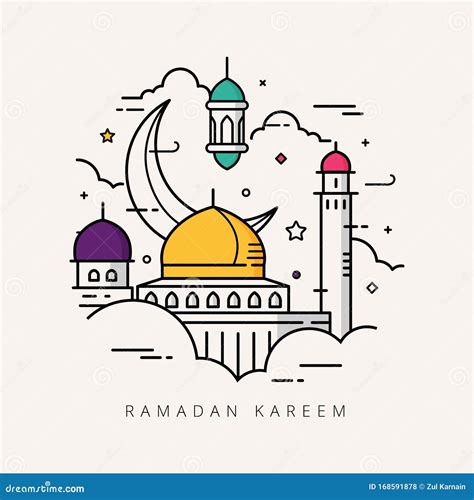 Ramadan Kareem With Line Art Design For The Celebration Of Holy Month