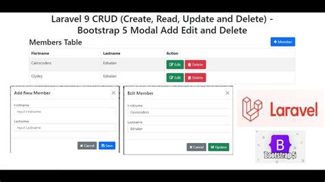 Laravel Crud Create Read Update And Delete Bootstrap Modal Add Edit And Delete Youtube