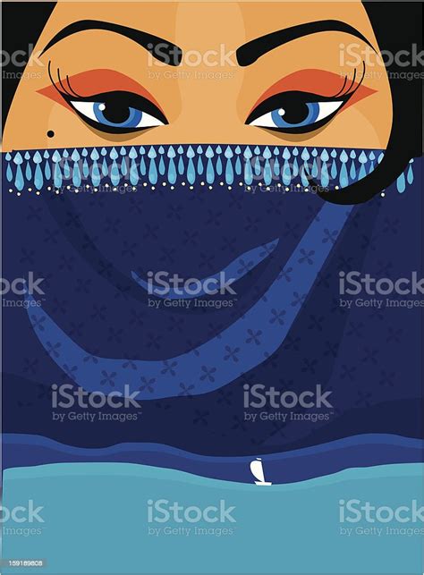 Asian Beautiful Women With Bottomless Eyes And Sea Stockvectorkunst En