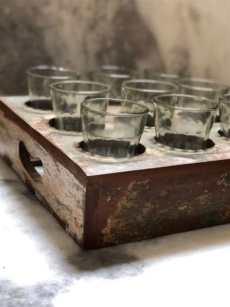 A perfect gift for the beer lover in your life, or for a home bar. Chia glasses holder, Vintage wooden Tea glasses holder, 9 ...
