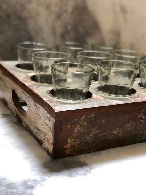 Slide holder trays for 3 x 2 large slides with black or clear hinged covers. Chia glasses holder, Vintage wooden Tea glasses holder, 9 ...