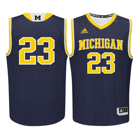 Adidas 23 Michigan Wolverines Navy Replica Basketball Jersey