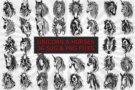 36 Unicorn And Horses Vector Design Graphic By Papaya Woy · Creative Fabrica