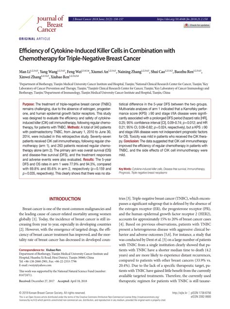 Pdf Efficiency Of Cytokine Induced Killer Cells In Combination With