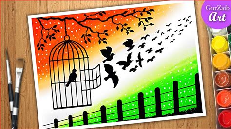 Independence Day Poster Painting 15 August Drawing Of Birds