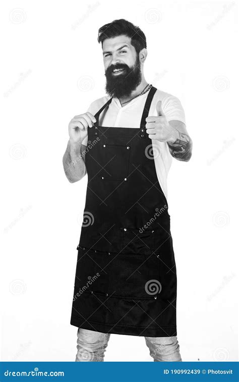 Barbecue Menu Bearded Hipster Wear Apron For Barbecue Roasting And Grilling Food Tips Cooking