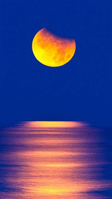 Yellow Moon Sea The Iphone Wallpapers