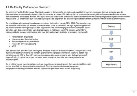 Voorbeeld Rapportage Facility Performance Standard