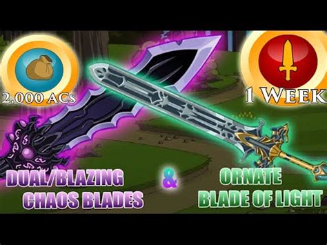 AQW ORNATE BLADE OF LIGHT DUAL BLAZING CHAOS BLADES AC TAGGED WEAPON I BOOK OF LORE YouTube