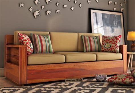 buy marriott 3 seater wooden sofa honey finish online in india get wooden marriott 3 seater