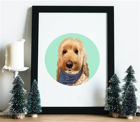 Custom Pet Portrait Framed Framed Dog Prints Pet Portrait Etsy