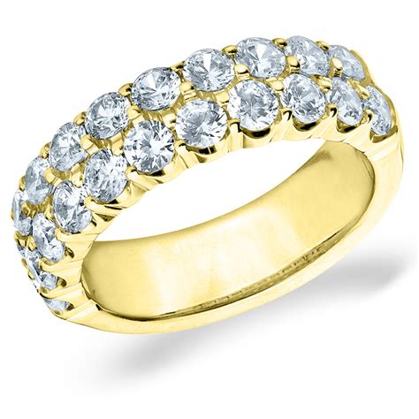 2 Ct 2 Row Diamond Wedding Band In Yellow Gold 2 Ct 2 Row Diamond Anniversary Ring