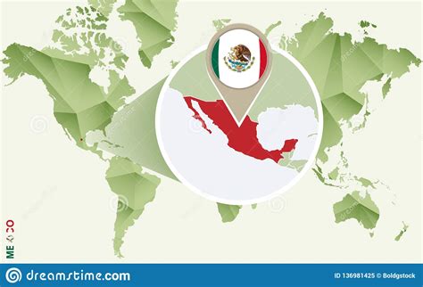 Infographic For Mexico Detailed Map Of Mexico With Flag Stock Vector
