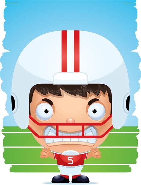 Angry Cartoon Boy Football Player Stock Vector