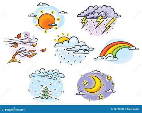 Cartoon Weather Set Stock Vector Illustration Of Cloud 52779338