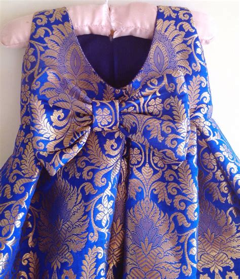 buy royal blue brocade dress with bow at the back online in india etsy