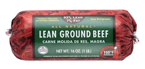 All Natural 93 Lean7 Fat Lean Ground Beef Roll 1 Lb Fresh
