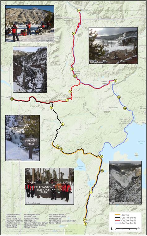 Yellowstone Snowmobile Tour Map Old Faithful Tours