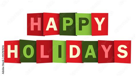 Happy Holidays Overlapping Vector Letters Christmas Colours Stock
