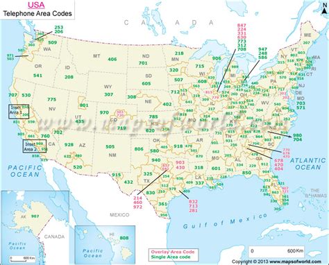 Telephone Area Code Map Map Of The Usa With State Names