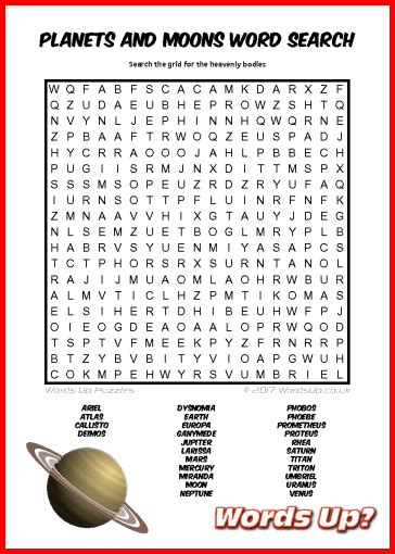 Words Up Planets And Moons Word Search
