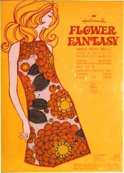 60s 70s Art Illustration Retro Illustration Paper Dress Flower Fashion
