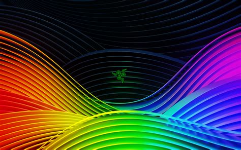 Razer Wallpaper 4k Colorful Spectrum Waves Ridges Neon Abstract 131