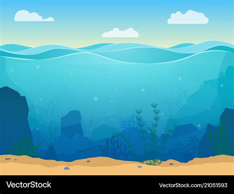 Cartoon Sea Underwater Scene Color Background Vector Image