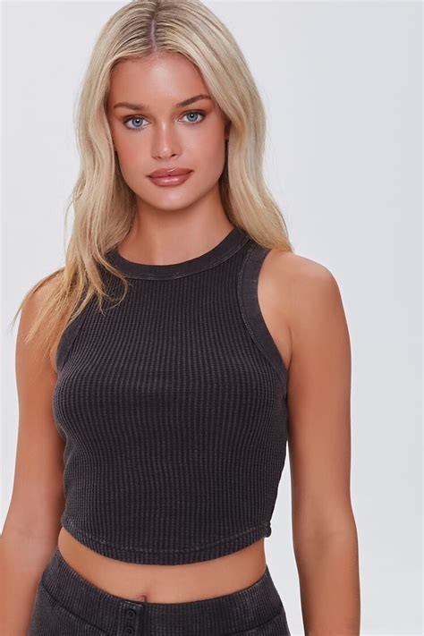 Waffle Knit Cropped Tank Top