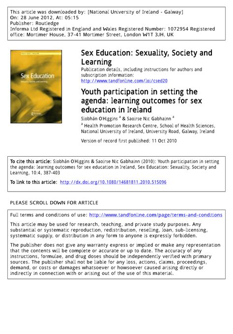 Pdf Youth Participation In Setting The Agenda Learning Outcomes For