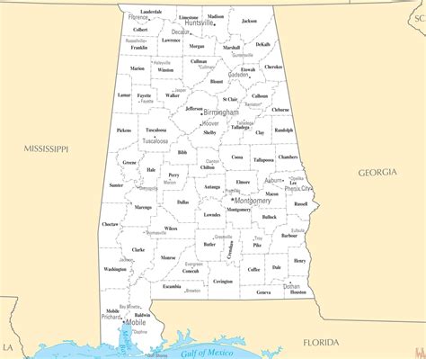 Alabama Maps With States And Cities Whatsanswer