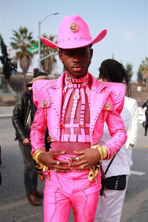 Lil Nas X Slays In Bubblegum Pink Harness On Grammys Red Carpet