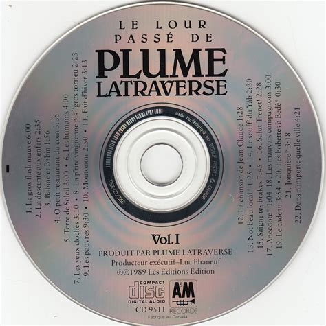 Le Lour Passé De Plume Latraverse Vol I 1989 Plume Latraverse