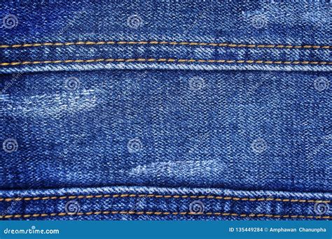 Blue Denim Texture With Double Thread Sewing Patterns Jeans Fabric