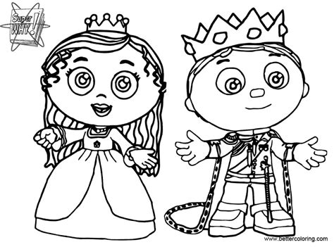 In other drawings you'll not only see the princess but her prince as well ,you can decide the color of his outfit, skin, eyes and hair just like your princess. Super Why Coloring Pages Prince Whyatt And Princess Pea ...